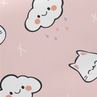 Cute Clouds And Cats Twill