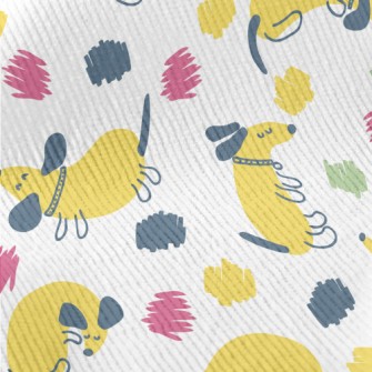Yellow Round Cute Dachshund Standard Corduroy