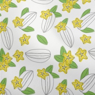 Hand Drawn Carambola Fruit Sli Dobby