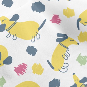 Yellow Round Cute Dachshund Micro Fleece
