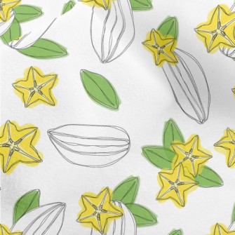 Hand Drawn Carambola Fruit Sli Micro Fleece