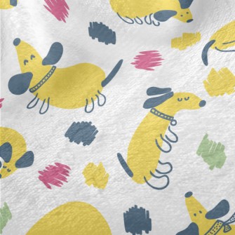 Yellow Round Cute Dachshund Minky