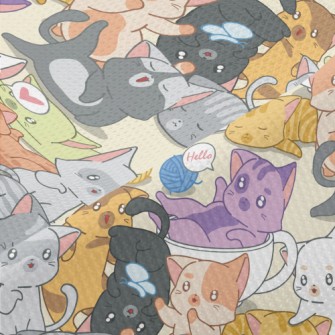 Cute Playing Cats Piqué