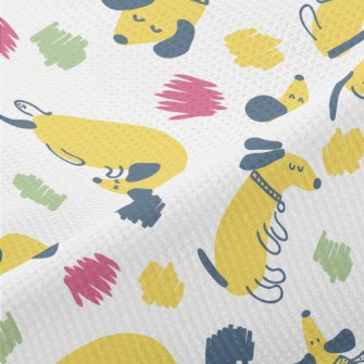 Yellow Round Cute Dachshund Piqué