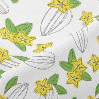 Hand Drawn Carambola Fruit Sli Piqué