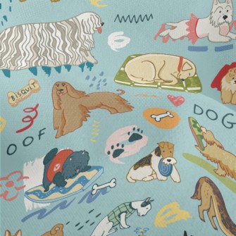 Cute Dogs Of Different Breeds Lightweight Performance Linen