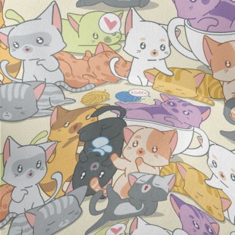 Cute Playing Cats Lightweight Performance Linen