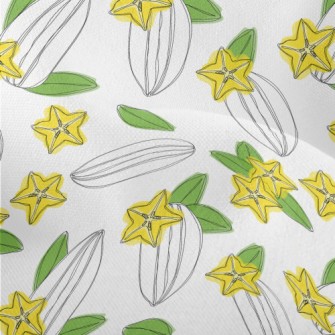 Hand Drawn Carambola Fruit Sli Lightweight Performance Linen