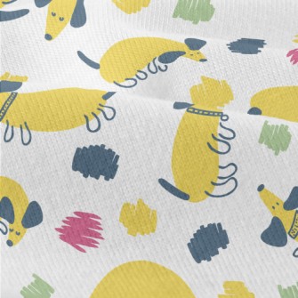 Yellow Round Cute Dachshund Modern Jersey