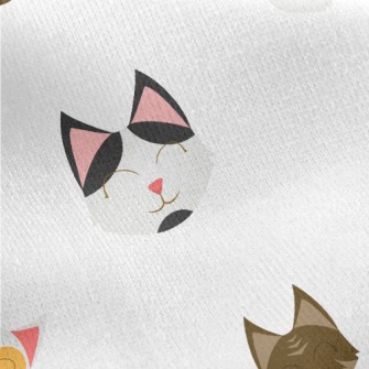 Smiling Happy Cat Head Jersey Backed Fleece