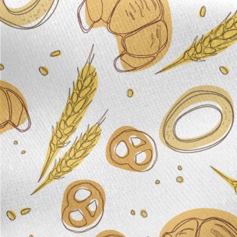Colorful Wheat And Bread Jersey Backed Fleece