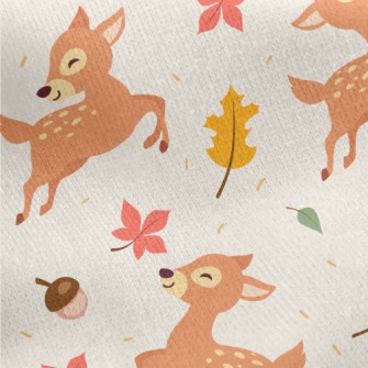 Happy Jumping Forest Deer Jersey Backed Fleece