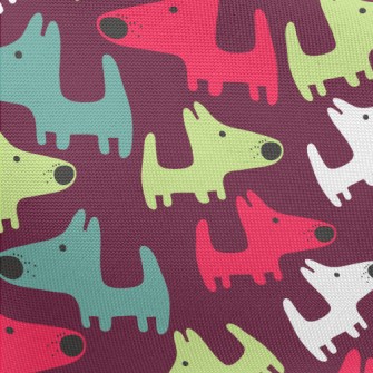 Color Block Cartoon Puppy Pongee