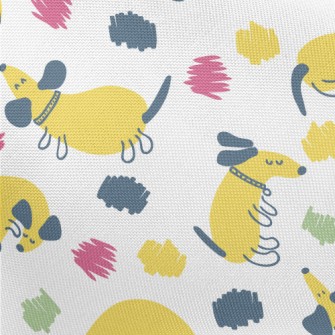 Yellow Round Cute Dachshund Pongee