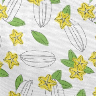 Hand Drawn Carambola Fruit Sli Pongee