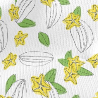 Hand Drawn Carambola Fruit Sli Stretch Jersey