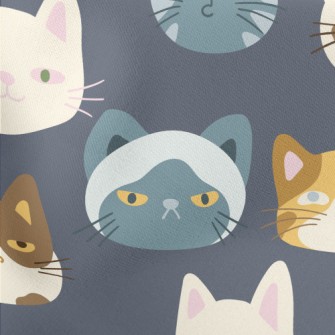 Cute Cats With Different Expre Lightweight Cotton Poplin