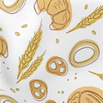 Colorful Wheat And Bread Lightweight Cotton Poplin