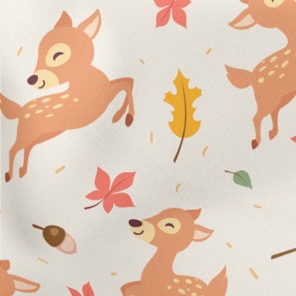Happy Jumping Forest Deer Lightweight Cotton Poplin