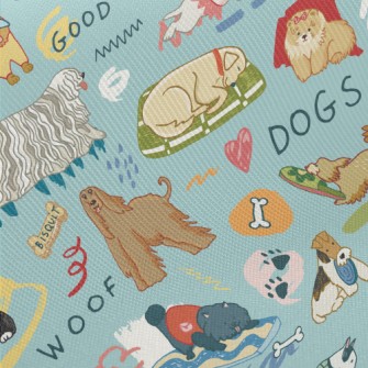 Cute Dogs Of Different Breeds Midweight Cotton Poplin