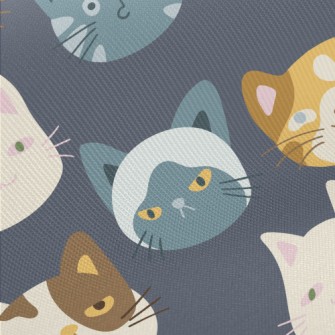 Cute Cats With Different Expre Midweight Cotton Poplin