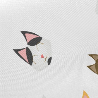 Smiling Happy Cat Head Midweight Cotton Poplin