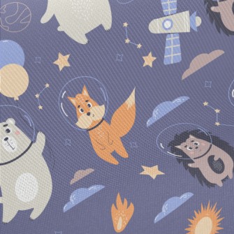 Animals Floating In Space Midweight Cotton Poplin