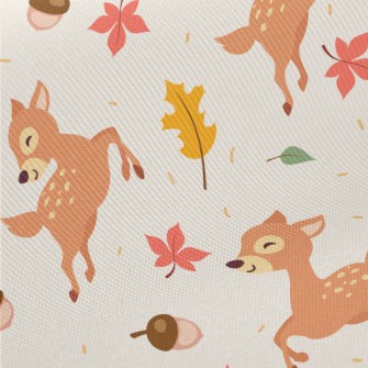 Happy Jumping Forest Deer Midweight Cotton Poplin