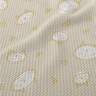 Simple Hand Drawn Cat Birdseye Piqué