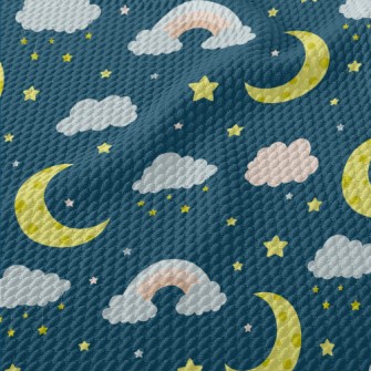 NightMoonRainbowStars Birdseye Piqué