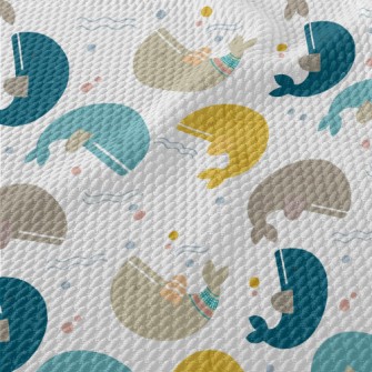 Color Block Unique Style Whale Birdseye Piqué