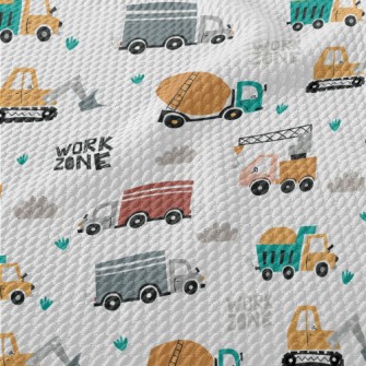 Construction Vehicles Birdseye Piqué