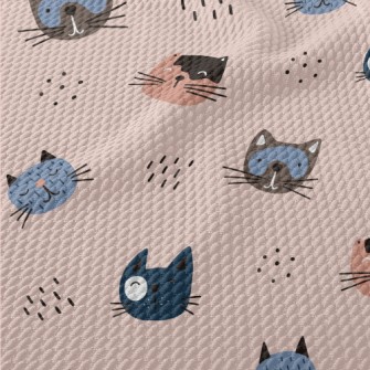 Doodle Cute Cat Birdseye Piqué