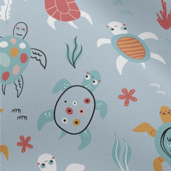 Hand Drawn Turtles Of Differen Chiffon