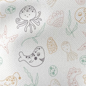 Hand Drawn Cute Marine Life Waterproof Canvas