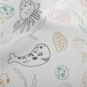 Hand Drawn Cute Marine Life Athletic Mesh Flat Back