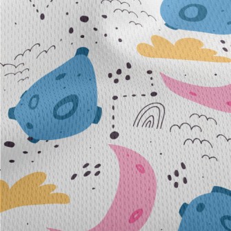 Colorful Cartoon Planets Athletic Mesh Flat Back
