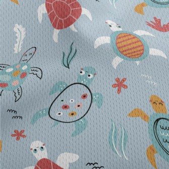 Hand Drawn Turtles Of Differen Athletic Mesh Flat Back