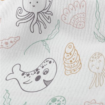 Hand Drawn Cute Marine Life Terry