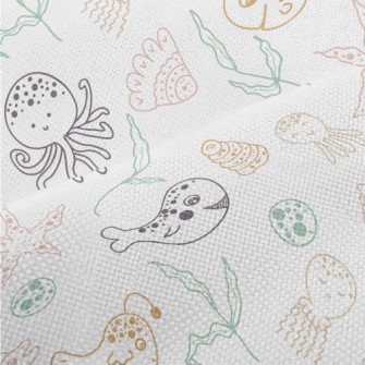 Hand Drawn Cute Marine Life Performance Linen