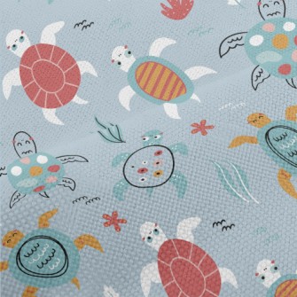 Hand Drawn Turtles Of Differen Performance Linen