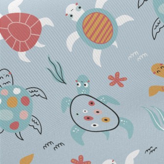 Hand Drawn Turtles Of Differen Twill