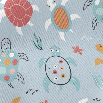 Hand Drawn Turtles Of Differen Standard Corduroy