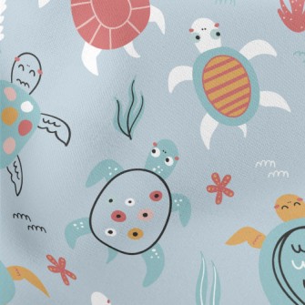Hand Drawn Turtles Of Differen Stretch Ponte