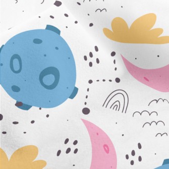 Colorful Cartoon Planets Micro Fleece
