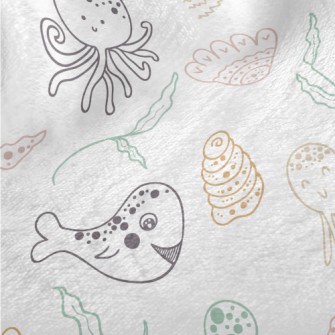 Hand Drawn Cute Marine Life Minky