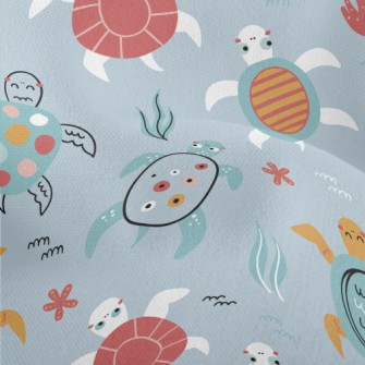 Hand Drawn Turtles Of Differen Lightweight Performance Linen