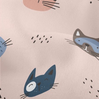 Doodle Cute Cat Lightweight Performance Linen