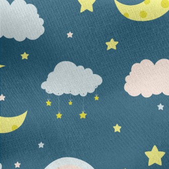 NightMoonRainbowStars Jersey Backed Fleece