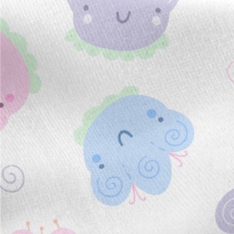 Cute Happy Flowers Jersey Backed Fleece